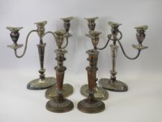 ELECTROPLATE CANDLEHOLDERS, THREE PAIRS