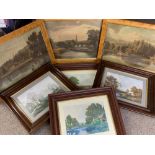 PICTURE FRAMES all matching gilt, 50 x 60cms and two matching hardwood with print contents