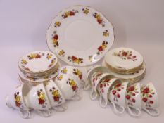 DUCHESS RED ROSE DECORATED TEAWARE and Colclough floral decorated teaware, approximately 30 pieces