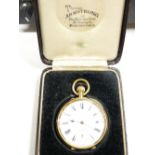 AN 18CT GOLD GENT'S POCKET WATCH with white dial, Roman numerals, sweep seconds dial together with a