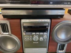 HOME ELECTRICS - Phillips Micro Stereo System with speakers, Humax Plus HD Digi box, Panasonic DVD