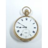 GENT'S GOLD POCKET WATCH, 9CT Chester 1914 having a white dial, Roman numerals and sweep seconds