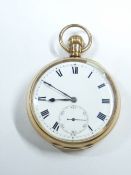 GENT'S GOLD POCKET WATCH, 9CT Chester 1914 having a white dial, Roman numerals and sweep seconds