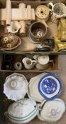 STAFFORDSHIRE TUREEN and other pottery and china including wall shelves, also, EPNS knife stands