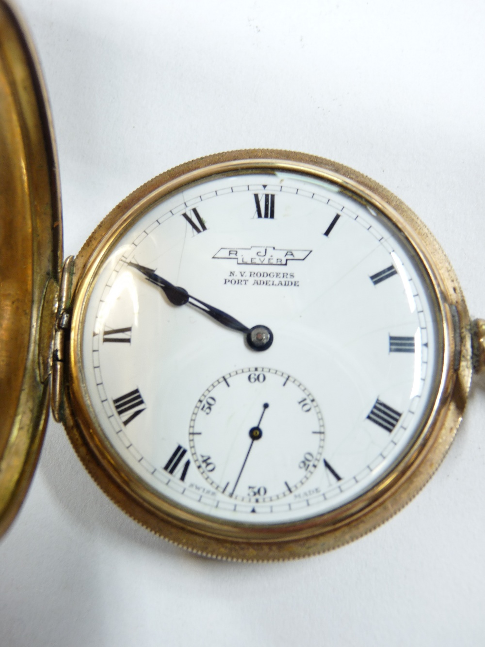 THREE ROLLED GOLD GENT'S FULL CASE POCKET WATCHES - one Elgin, one ...