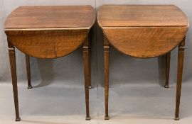 VINTAGE MAHOGANY TWIN-FLAP OCCASIONAL TABLES, A PAIR on tapering square supports, 73cms H, 64cms