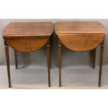 VINTAGE MAHOGANY TWIN-FLAP OCCASIONAL TABLES, A PAIR on tapering square supports, 73cms H, 64cms