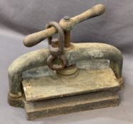 ANTIQUE CAST IRON BOOK PRESS, 48cms W