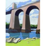 NICHOLAS FERENCZY oil on canvas - entitled 'Menai Bridge, Anglesey, Summer', signed, 50 x 40cms