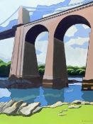 NICHOLAS FERENCZY oil on canvas - entitled 'Menai Bridge, Anglesey, Summer', signed, 50 x 40cms