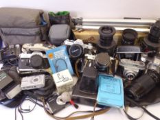 PHOTOGRAPHY - camera lenses, cased Zenith E M, cased Beirette, cased Cannon F T B, Cannon A T - 1,