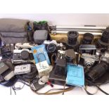 PHOTOGRAPHY - camera lenses, cased Zenith E M, cased Beirette, cased Cannon F T B, Cannon A T - 1,