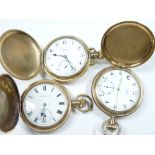 THREE ROLLED GOLD FULL CASE GENT'S POCKET WATCHES - one Elgin, two marked Federal and Limit, all