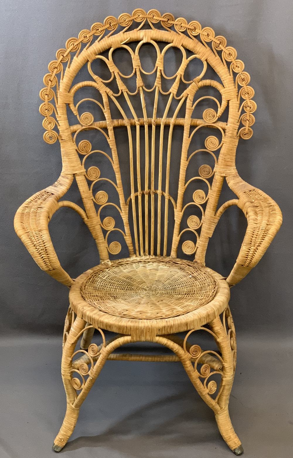 REPRODUCTION BENTWOOD ROCKER and a canework garden room armchair, 93cms H, 55cms W, 92cms overall - Image 2 of 3