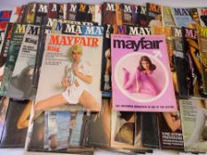 MAYFAIR GENTLEMAN'S GLAMOUR MAGAZINES, 1966 - 1978, 71 issues including Issue No 1 August 1966