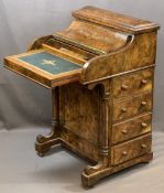DAVENPORT DESK, VICTORIAN WALNUT with rise and fall stationery holder, fitted interior and pull-