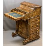 DAVENPORT DESK, VICTORIAN WALNUT with rise and fall stationery holder, fitted interior and pull-