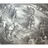 ALWENNA LLOYD JONES charcoal behind glass - titled 'Take Your Partner', 39 x 49cms, signed,