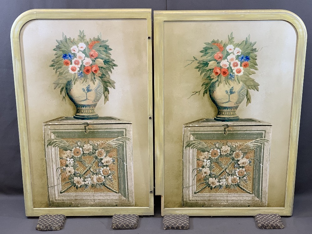 FLOOR STANDING SCREENS - a pair, composite material with floral decoration, 122cms H, 76cms W and - Image 2 of 2