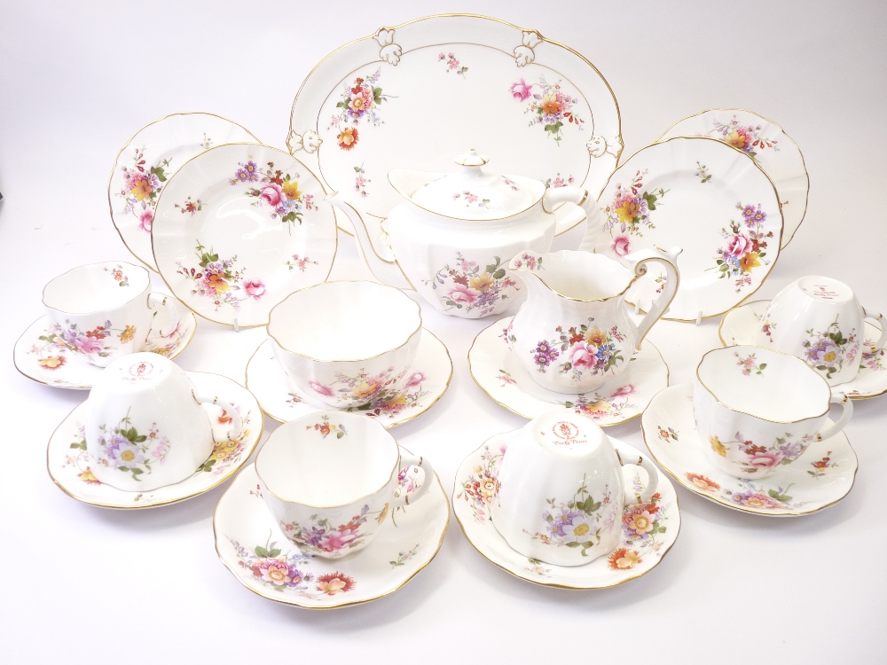 ROYAL CROWN DERBY - 'Derby Posies' teaware including oval plate, 32.5cms L, approximately 25 pieces