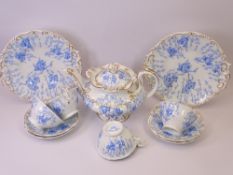 G WARRILOW VINTAGE BLUE & WHITE TEAWARE, approximately 12 piece service