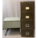 FOUR DRAWER STEEL FILING CABINET by Pioneer, 132cms H, 47cms W, 60cms D and a stainless steel