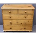 VINTAGE PINE CHEST of two over three long drawers, 88 x 101 x 47cms