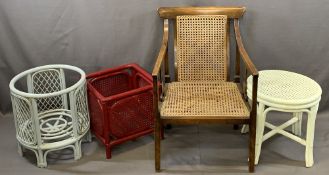 BERGERE STYLE ARMCHAIR and a quantity of modern cane furniture items