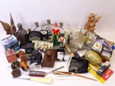 ECLECTIC PARCEL including treen ornaments, desktop items, vintage slides ETC