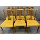 CHIPPENDALE STYLE CHAIRS (6) with shaped tops and centre shaped splats