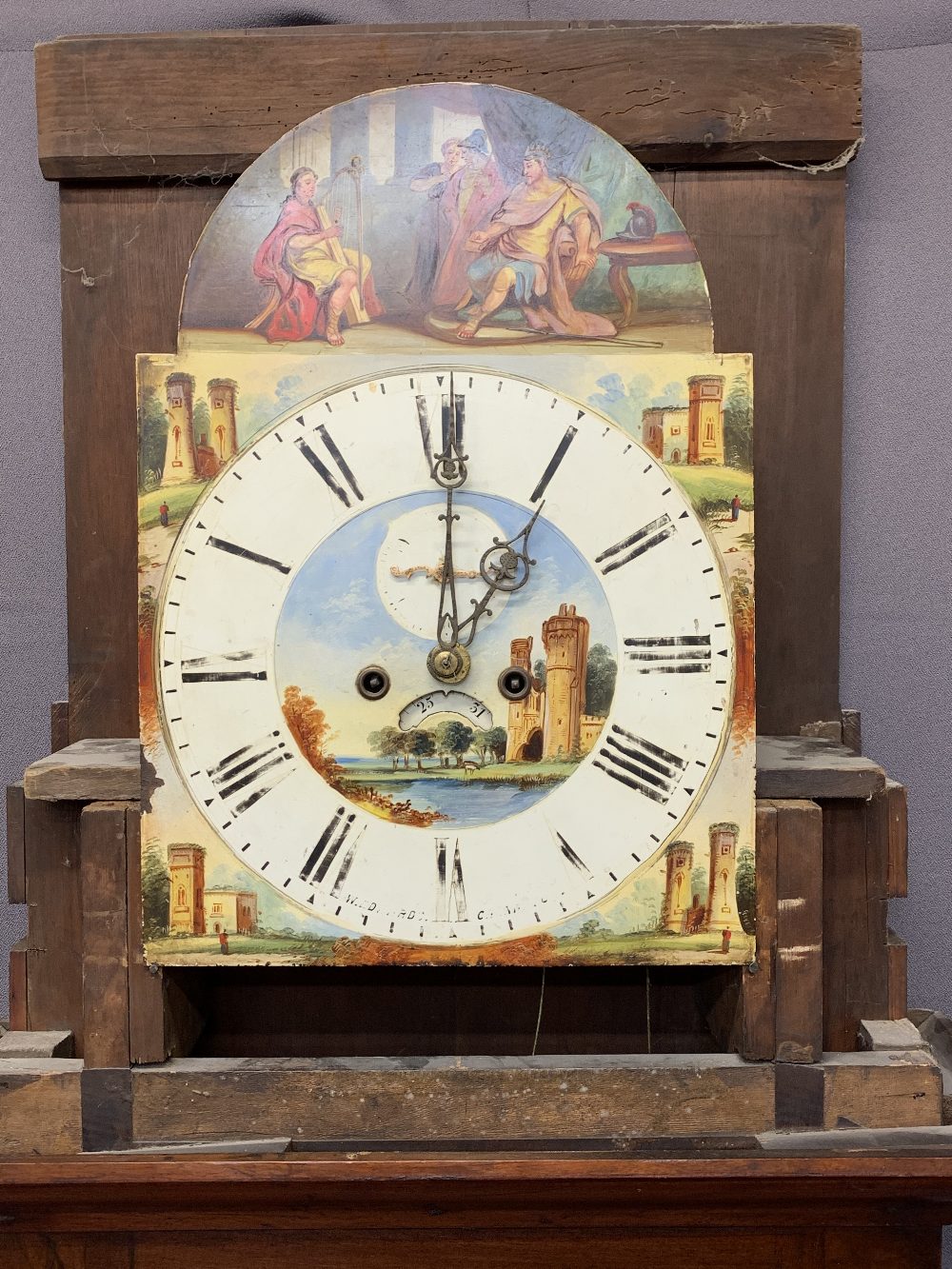 W EDWARDS, CAERNARFON EIGHT DAY LONGCASE CLOCK, mahogany with arched painted dial - Image 7 of 14