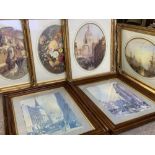 PICTURE FRAMES quality set of four and three others with print contents, overall size of the largest