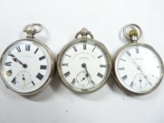 A GENT'S SILVER KEY WIND HALF CASED WALTHAM POCKET WATCH, Birmingham 1886, 105grms, a Climax 'Trip