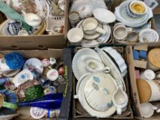 CHINA, POTTERY & GLASSWARE a mixed assortment including Masons, Wedgwood, Millefiori paperweight ETC