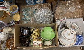 GLASS & CHINA - a good assortment in several boxes, also, Earthenware, silver plated place mat