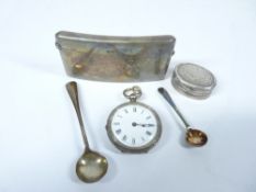 SMALL SILVER, 5 ITEMS to include a calling card case, Birmingham 1911, maker Henry Charles