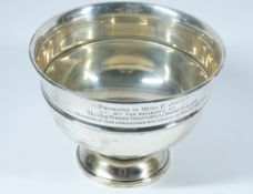 SILVER PRESENTATION PEDESTAL BOWL, Sheffield 1937, maker Emille Viner, 11.6 troy ozs, 12cms H, 16.