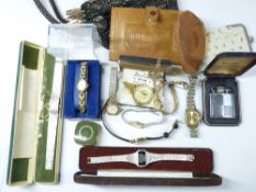 LADY'S VINTAGE & LATER WATCHES & COLLECTABLES with a quantity of empty jewellery boxes, the