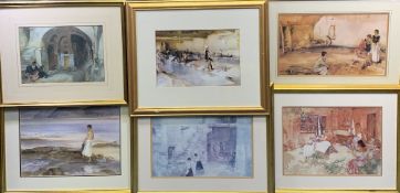 SIR WILLIAM RUSSELL FLINT prints (6) - typical scenes in six excellent frames, similar sizes, 29 x