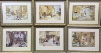 SIR WILLIAM RUSSELL FLINT prints (6) - typical scenes in six excellent frames, all similar size,