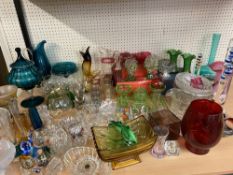 GLASSWARE - iridescent, Cranberry and Art glass amongst a very large assortment, also, boxed glass