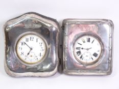 SILVER FRONTED WATCH CASES (2) containing Goliath type nickel pocket watches, Birmingham 1907 and