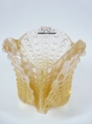 LALIQUE GLASS SAINT JACQUES SCALLOP SHELL AMBER VASE, 11.5cms H, engraved to the base 'Lalique