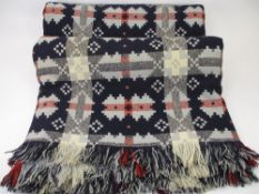 TRADITIONAL WELSH BLANKET in blues and reds, 190 x 280cms