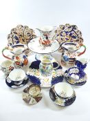 GAUDY WELSH, and similar china assortment including a pair of ironstone 'Serpent' handle jugs, 16cms