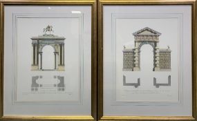 ARCHITECTURAL TYPE PRINTS (2) - The Design of The Triumphant Arch at Hilton, both W Chambers, 45 x