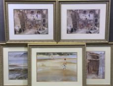 SIR WILLIAM RUSSELL FLINT prints (5) - typical scenes in six excellent frames, sizes vary