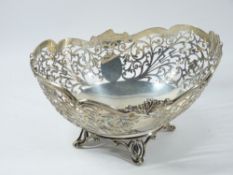 PIERCED SILVER FRUIT BOWL, Sheffield 1951, maker Frank Cobb & Co Ltd, having a wavy border over