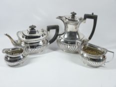 FOUR PIECE SILVER TEA SERVICE, Sheffield 1924, maker R F Mosley & Co comprising teapot, coffee