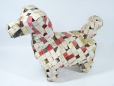 DOG SCULPTURE made from vintage cigarette packets, 40cms L